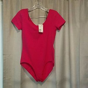 Bodysuit, NWT, bright pink, snaps at bottom